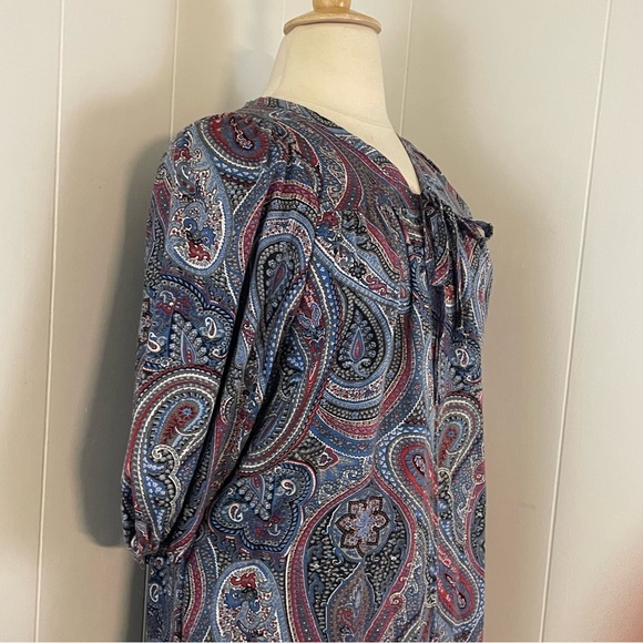 Vintage‎ Paisley Maxi Dress Women’s XL Shift V-Neck Short Sleeve Retro Cottage - Picture 5 of 10